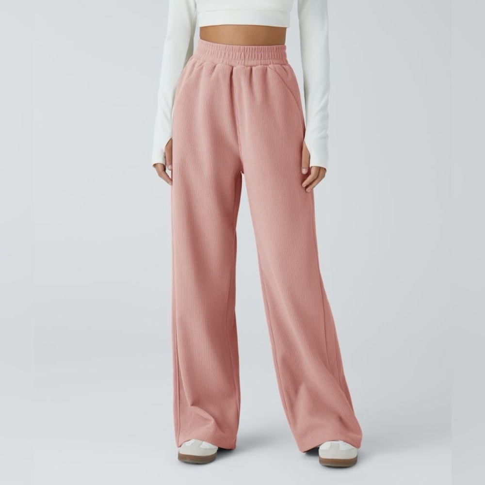 Halara High Waisted Side Pocket Straight Leg Mop Corduroy Pants large